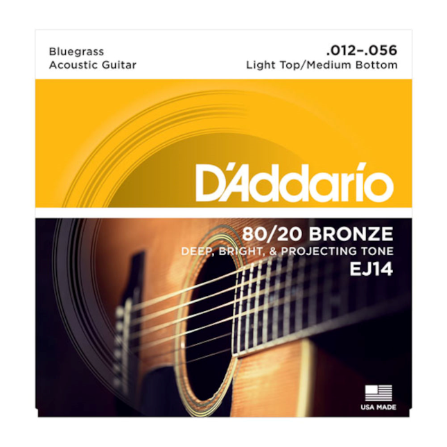 D addario EJ14 80 20 Bronze Acoustic Guitar Strings Light Top Medium Bottom Bluegrass 12 56