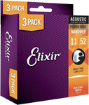 Elixir Nanoweb Phospher Bronze Strings, 11-52 (3 For 2 Multipack)